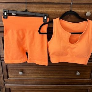 Workout set. Bike shorts size medium sports bra large.